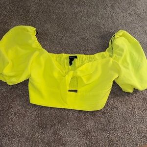 Yellow forever 21 off the shoulder crop top